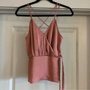 Express Pink Satin Peplum Tanks Top Size XS